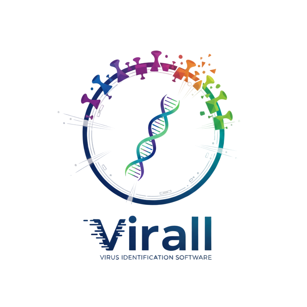 Virall logo — a DNA helix ringed by viral particles.
